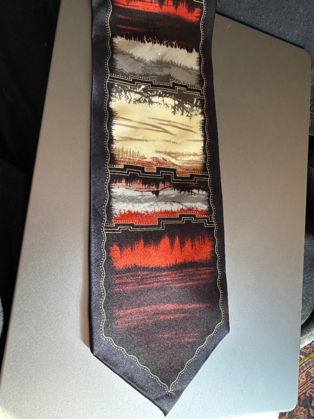 Forte Silk Tie Southwest Aztec Earthtone Ralph Lauren Style 3.75" x  57"